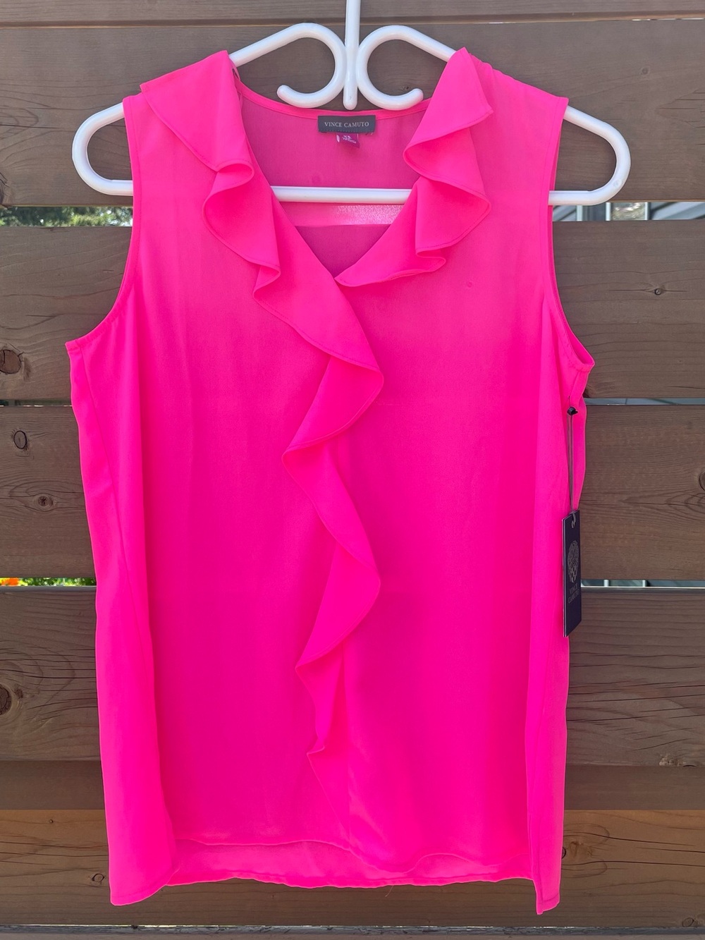 Vince Camuto Neon Pink Ruffle Sleeveless Camisole